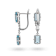 Blue Topaz Octagon Over Sterling Silver Rhodium Drop Earrings