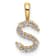 14K Yellow Gold Lab Grown Diamond Letter S Initial Pendant