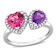 Pink Topaz, African Amethyst and Diamond 14K White Gold Ring 2.31ctw