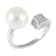 White Cultured Freshwater Pearl Rhodium Over Silver Ring