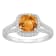 7mm Cushion Citrine 1/4 ctw Diamond Rhodium Over Sterling Silver Halo Ring