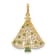 14K Yellow Gold Polished Green and White Cubic Zirconia Christmas Tree Pendant