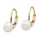 14K Yellow Gold 6-7mm White Round Freshwater Cultured Pearl Dangle Earrings