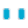 6x4mm Emerald Cut Turquoise Rhodium Over 10k White Gold Stud Earrings