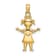 14k Yellow Gold Solid Polished Girl with Pig-Tails Pendant