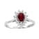 0.65ctw Pear Shaped Ruby and Diamond Ring in 14k White Gold