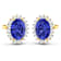 2.18ctw 14K Yellow Gold Tanzanite and White Diamond Halo Earrings
