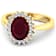 1.69ctw Red Ruby and Diamond 14K Yellow Gold Halo Ring