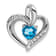 Rhodium Over 14k White Gold Blue Topaz and Diamond Heart Pendant