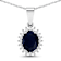 1.30ctw 14K White Gold Blue Sapphire and White Diamond Pendant with 18
inch Cable Chain