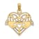 10K Yellow Gold Polished and Beaded Claddagh In Heart Charm