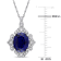 Lab Created Blue Sapphire and White Diamond 10k White Gold Pendant With
Chain 4.32ctw