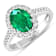 1.92ctw Green Emerald and Diamond 14K White Gold Halo Ring