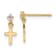 14K Yellow Gold Children's Cubic Zirconia Cross Dangle Earrings