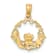 14k Yellow Gold Textured Claddagh In Scallop Circle Charm