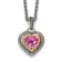 Sterling Silver Antiqued with 14K Accent 8mm Created Pink Sapphire Necklace