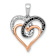 14K Two-tone Gold  with White and Black Diamond Heart Pendant