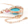 Turquoise, Lab Pink Sapphire And White Topaz Pendant Necklace In 18K
Rose Gold Over Sterling Silver