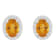 7x5mm Oval Citrine 1/5 ctw Diamond Rhodium Over Sterling Silver Halo
Stud Earrings