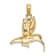 10K Yellow Gold Textured Hummingbird Flying Charm