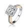 CZ Halo Ring In Two-Tone Sterling Silver 1.78ctw