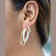 14K Gold Over Sterling Silver Double Oval Enamel Hoops in White