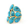 Turquoise Pear Large Ring In 18K Gold Over Sterling Silver