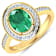 1.75ctw Green Emerald and Diamond 14K Yellow Gold Halo Ring