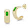 Sterling Statements 14K Yellow Gold Over Sterling Silver Green CZ Hoop Earrings