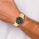 Ladies Charles Hubert Ladies Gold-plated Stainless Steel Black Dial Watch