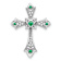 Rhodium Over 14k White Gold Emerald and Diamond Fleur de Lis Cross Chain
Slide Pendant