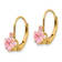 14K Yellow Gold Pink Cubic Zirconia Heart Dangle Earrings