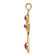 14k Yellow Gold Textured Ruby and Emerald Cabochon Cross Pendant