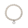 Freshwater Pearl And CZ Charm Stretch Bracelet In Sterling Silver