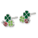 Sterling Silver Enamel Ladybug and Clovers Children's Post Earrings