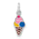 Rhodium Over Sterling Silver Enameled Ice Cream Cone Children's Pendant
