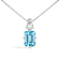 Natural Sky Blue Topaz Sterling Silver Octagen Shape Pendant with Chain