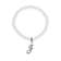 White Faux Pearl Bead Initial Charm Stretch Bracelet