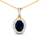 1.30ctw 14K Yellow Gold Blue Sapphire and White Diamond Pendant with 18
inch Cable Chain