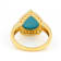 Turquoise Pear And White Zircon Ring In 18K Gold Over Sterling Silver 0.41ctw