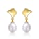 Pear Shape Freshwater Pearl Geometric Drop Earrings In 14K Gold Over
Sterling Silver