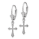Rhodium Over 14k White Gold Textured Cross Dangle Earrings