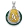 Rhodium Over Sterling Silver MLB LogoArt Oakland Athletics Enameled Pendant