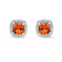 Peach Orange Lab Created Padparadscha Sapphire with Moissanite Rhodium
Over Silver Stud Earrings