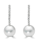 14KW  9mm Akoya White Pearl Drop Earrings, 0.27 ctw Diamond