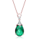 Emerald Color CZ Teardrop Pendant In 18K Rose Gold Over Sterling Silver