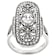 Vintage Style CZ Statement Ring In Sterling Silver