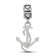 Rhodium Over Sterling Silver LogoArt Delta Gamma Anchor on Heart Bead