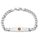 Rhodium Over 14k White Gold Medical Soft Diamond Shape Red Enamel Curb
Link ID Bracelet