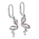 Rhodium Over Sterling Silver Pink Crystal Flamingo Leverback Earrings